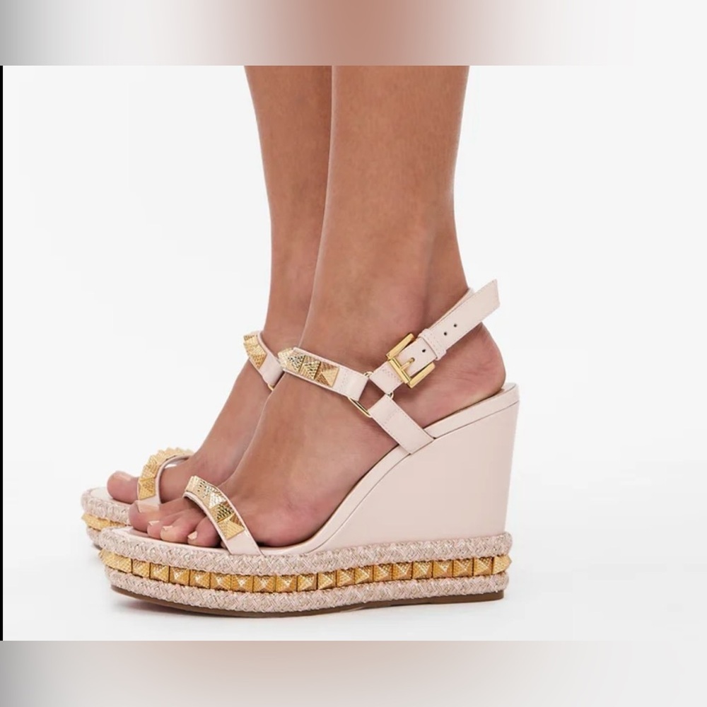 Christian Louboutin Pyraclou
110 mm Espadrilles - Patent calf leather white 37